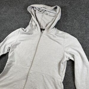 Good Fortune Hoodie Women Large Heather Gray Cotton Full Zip Outdoor Winter Wear